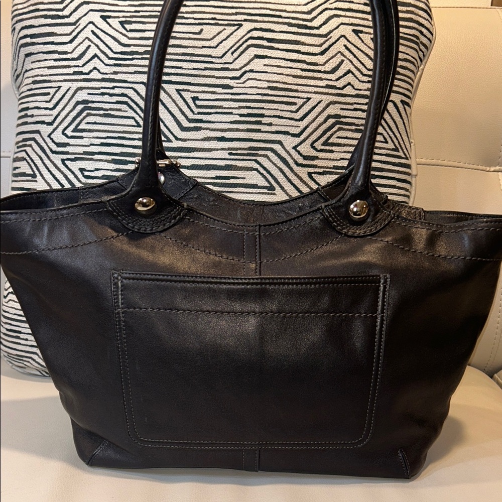 Coach Legacy Stripe Bleeker Black Leather Tote - Picture 10 of 17